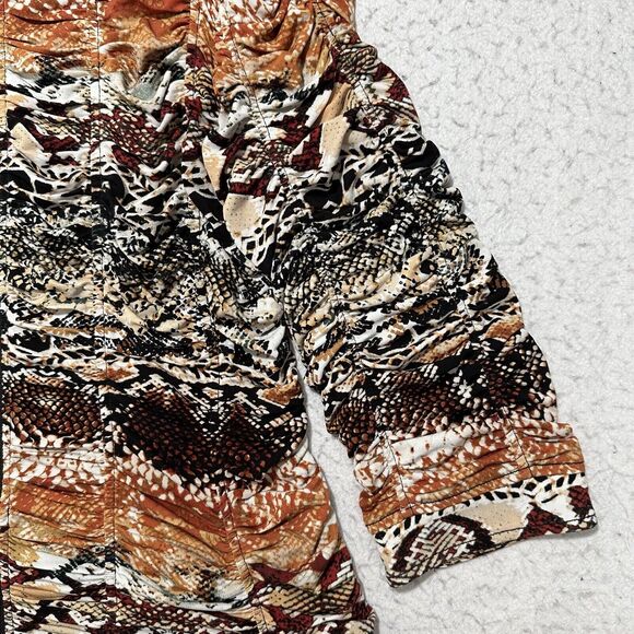 Chico's Size 2 Women's Large Animal Snakeskin Ruched Full Zip Sweatshirt Jacket - Picture 5 of 12